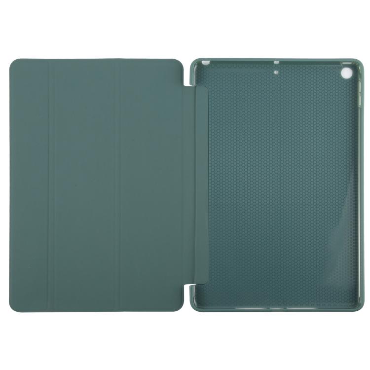 For iPad 10.2 2021 / 2020 / 2019 GEBEI 3-folding Holder Shockproof Flip Leather Tablet Case(Dark Green) - iPad 10.2 Cases by GEBEI | Online Shopping UK | buy2fix