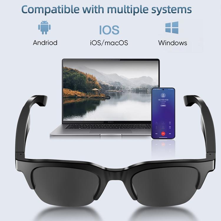 E60 ENC Noise Reduction Smart Audio Bluetooth Glasses(Black) - Smart Glasses by buy2fix | Online Shopping UK | buy2fix