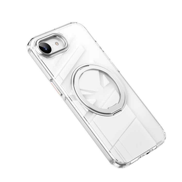 For iPhone 16e Frosted 360 Degree MagSafe Magnetic Holder Phone Case(Silver) - iPhone 16e Cases by buy2fix | Online Shopping UK | buy2fix
