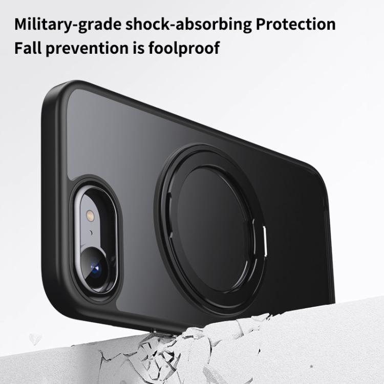 For iPhone 16e Frosted 360 Degree MagSafe Magnetic Holder Phone Case(Silver) - iPhone 16e Cases by buy2fix | Online Shopping UK | buy2fix