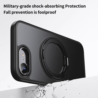 For iPhone 16e Frosted 360 Degree MagSafe Magnetic Holder Phone Case(Silver) - iPhone 16e Cases by buy2fix | Online Shopping UK | buy2fix