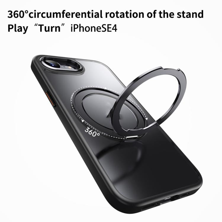 For iPhone 16e Frosted 360 Degree MagSafe Magnetic Holder Phone Case(Silver) - iPhone 16e Cases by buy2fix | Online Shopping UK | buy2fix