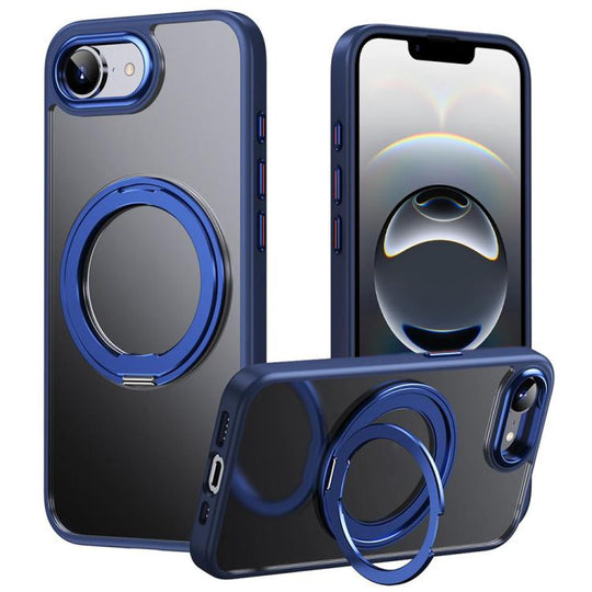 For iPhone 17e / 16e Frosted 360 Degree MagSafe Magnetic Holder Phone Case(Blue)