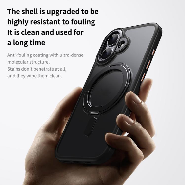 For iPhone 17 Frosted 360 Degree MagSafe Magnetic Holder Phone Case(Black) - iPhone 17 Cases by buy2fix | Online Shopping UK | buy2fix