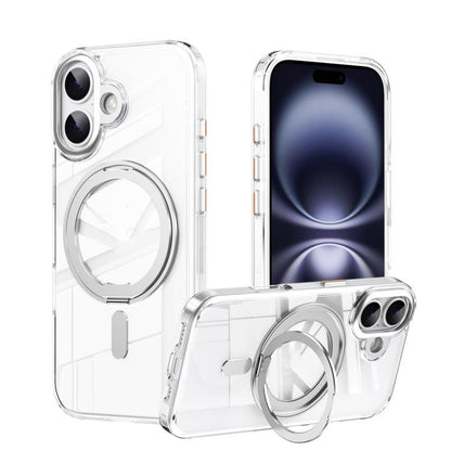 For iPhone 17 Frosted 360 Degree MagSafe Magnetic Holder Phone Case(Silver) - iPhone 17 Cases by buy2fix | Online Shopping UK | buy2fix