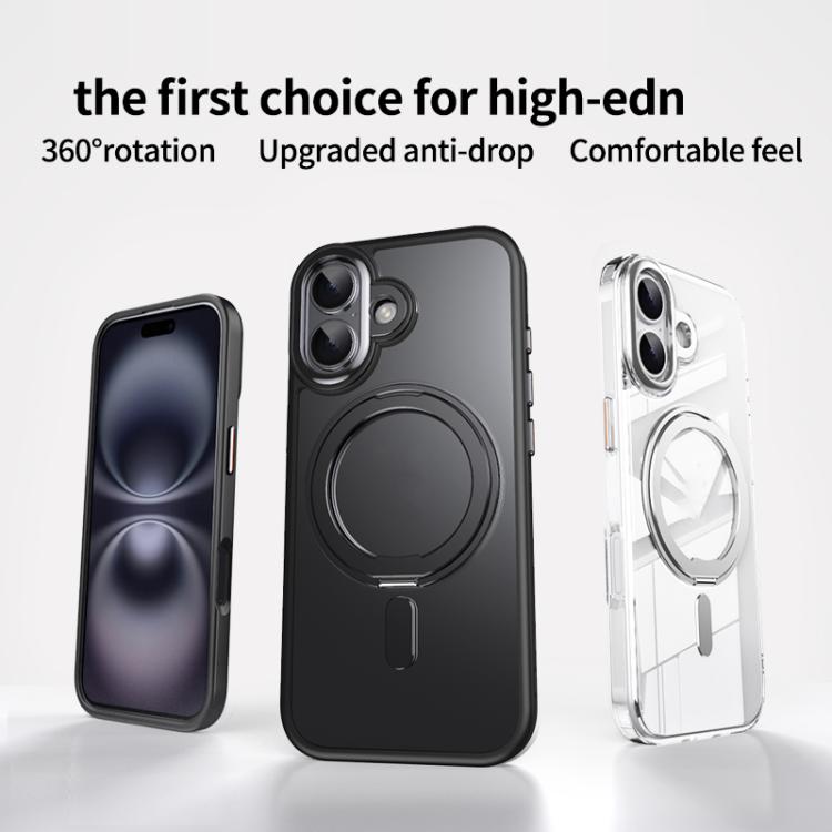 For iPhone 17 Frosted 360 Degree MagSafe Magnetic Holder Phone Case(Grey) - iPhone 17 Cases by buy2fix | Online Shopping UK | buy2fix