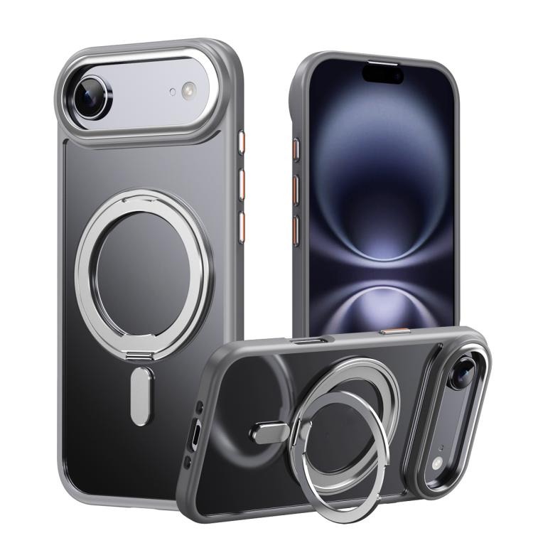 For iPhone Air Frosted 360 Degree MagSafe Magnetic Holder Phone Case(Grey) - iPhone Air Cases by buy2fix | Online Shopping UK | buy2fix