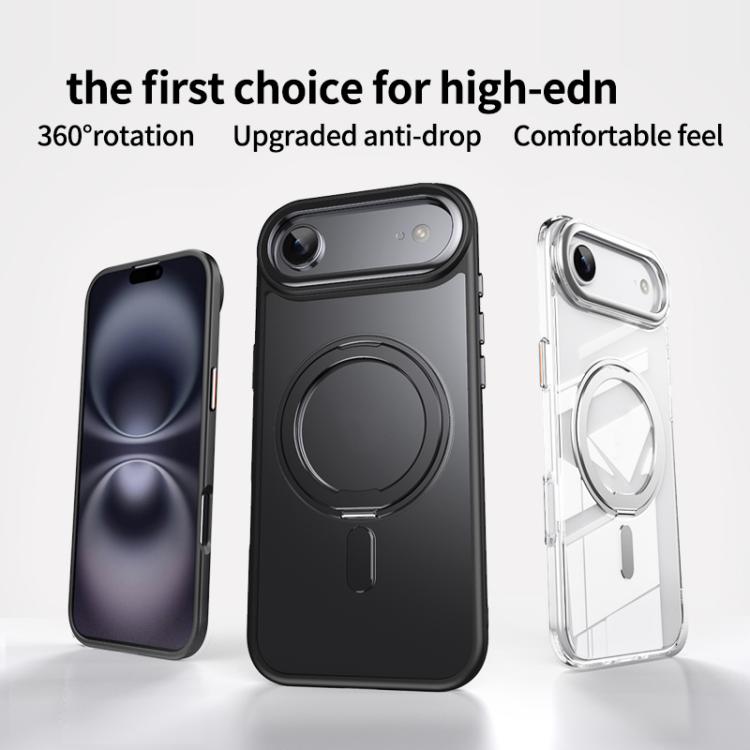 For iPhone Air Frosted 360 Degree MagSafe Magnetic Holder Phone Case(Grey) - iPhone Air Cases by buy2fix | Online Shopping UK | buy2fix