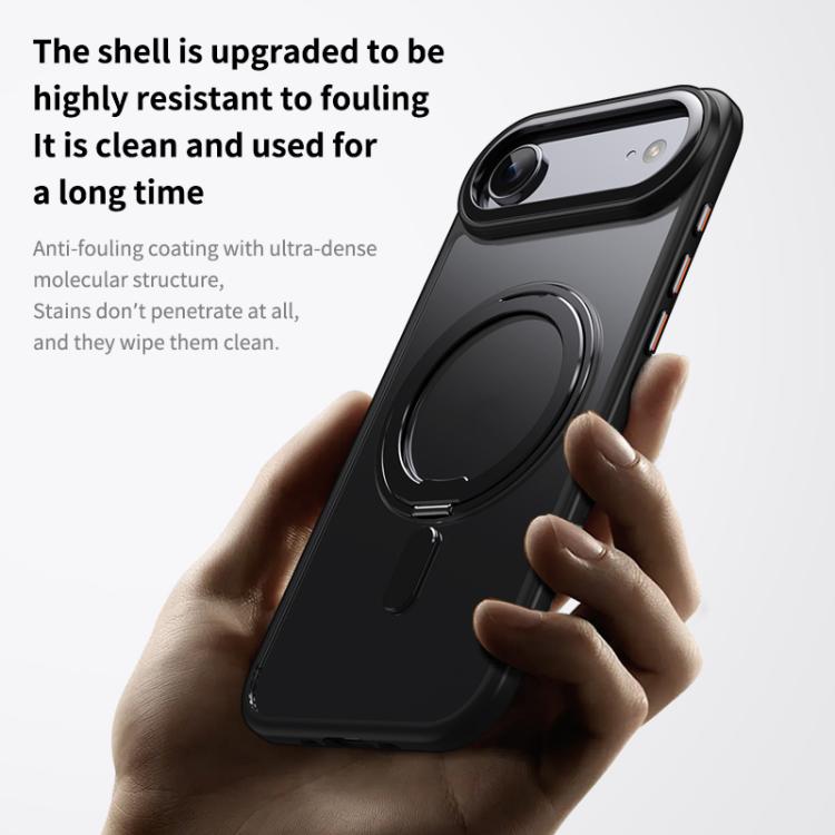 For iPhone Air Frosted 360 Degree MagSafe Magnetic Holder Phone Case(Grey) - iPhone Air Cases by buy2fix | Online Shopping UK | buy2fix