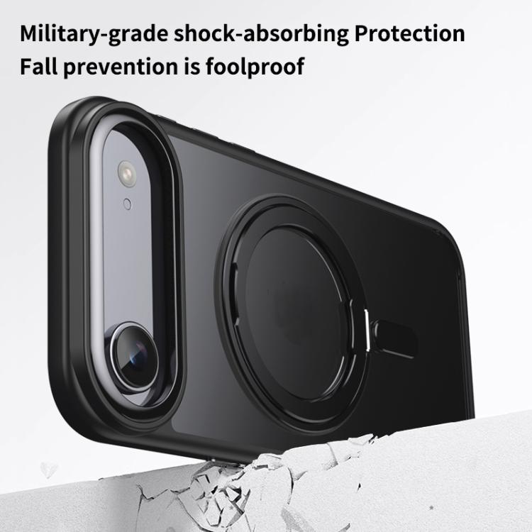 For iPhone Air Frosted 360 Degree MagSafe Magnetic Holder Phone Case(Grey) - iPhone Air Cases by buy2fix | Online Shopping UK | buy2fix