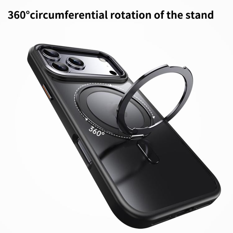 For iPhone 17 Pro Frosted 360 Degree MagSafe Magnetic Holder Phone Case(Black) - iPhone 17 Pro Cases by buy2fix | Online Shopping UK | buy2fix