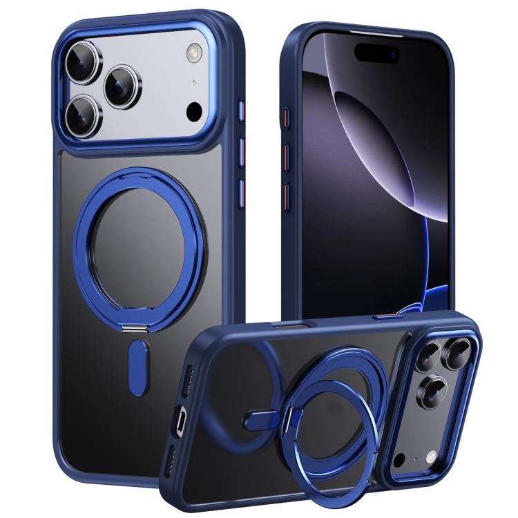For iPhone 17 Pro Frosted 360 Degree MagSafe Magnetic Holder Phone Case(Blue) - iPhone 17 Pro Cases by buy2fix | Online Shopping UK | buy2fix