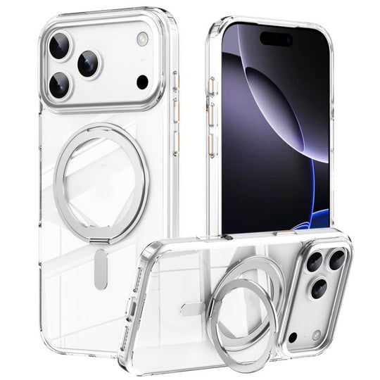 For iPhone 18 Pro Frosted 360 Degree MagSafe Magnetic Holder Phone Case(Silver)