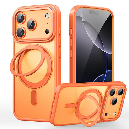 For iPhone 18 Pro Frosted 360 Degree MagSafe Magnetic Holder Phone Case(Orange)