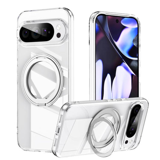 For Google Pixel 10 Pro XL Frosted 360 Degree MagSafe Magnetic Holder Phone Case(Silver) - Google Cases by buy2fix | Online Shopping UK | buy2fix