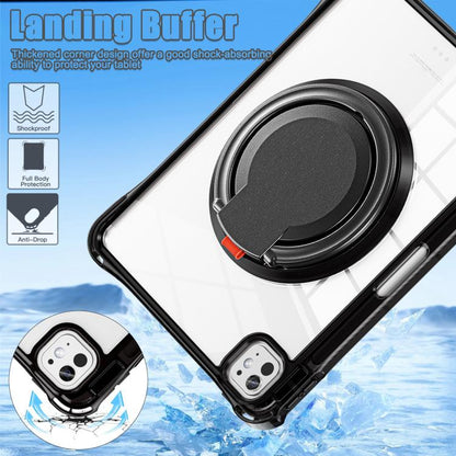 For iPad Pro 13 2024 Rotation Ring Handle TPU Hybrid Clear PC Tablet Case(Black) - iPad Pro 13 2024 Cases by buy2fix | Online Shopping UK | buy2fix