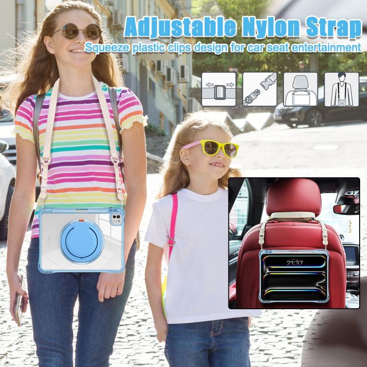 For iPad Pro 13 2024 Rotation Ring Handle TPU Hybrid Clear PC Tablet Case(Light Blue) - iPad Pro 13 2024 Cases by buy2fix | Online Shopping UK | buy2fix