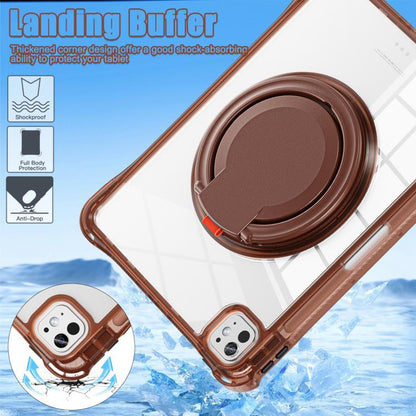 For iPad Pro 13 2024 Rotation Ring Handle TPU Hybrid Clear PC Tablet Case(Chocolate) - iPad Pro 13 2024 Cases by buy2fix | Online Shopping UK | buy2fix