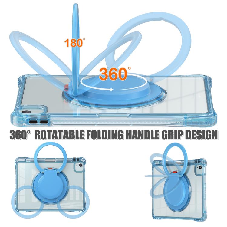 For iPad Air 13 2024 / 2025 Rotation Ring Handle TPU Hybrid Clear PC Tablet Case(Light Blue) - iPad Air 13 2025 / 2024 Cases by buy2fix | Online Shopping UK | buy2fix