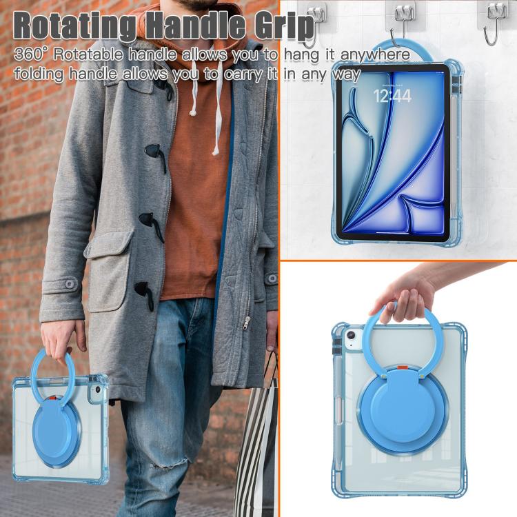 For iPad Air 13 2024 / 2025 Rotation Ring Handle TPU Hybrid Clear PC Tablet Case(Light Blue) - iPad Air 13 2025 / 2024 Cases by buy2fix | Online Shopping UK | buy2fix