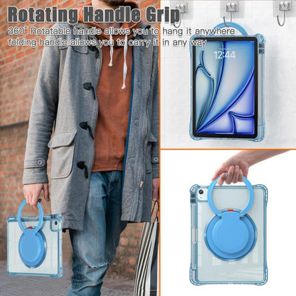 For iPad Air 13 2024 / 2025 Rotation Ring Handle TPU Hybrid Clear PC Tablet Case(Light Blue) - iPad Air 13 2025 / 2024 Cases by buy2fix | Online Shopping UK | buy2fix