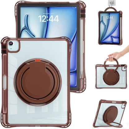 For iPad Air 13 2024 / 2025 Rotation Ring Handle TPU Hybrid Clear PC Tablet Case(Chocolate) - iPad Air 13 2025 / 2024 Cases by buy2fix | Online Shopping UK | buy2fix