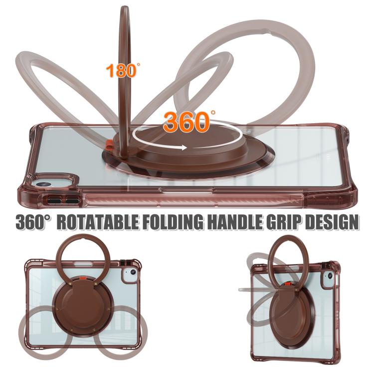 For iPad Air 13 2024 / 2025 Rotation Ring Handle TPU Hybrid Clear PC Tablet Case(Chocolate) - iPad Air 13 2025 / 2024 Cases by buy2fix | Online Shopping UK | buy2fix