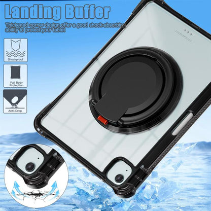 For iPad Air 11 2025 / 2024 / Pro 11 2022 Rotation Ring Handle TPU Hybrid Clear PC Tablet Case(Black) - iPad Air 11 2025 / 2024 Cases by buy2fix | Online Shopping UK | buy2fix