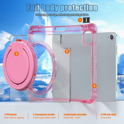 For iPad Air 11 2025 / 2024 / Pro 11 2022 Rotation Ring Handle TPU Hybrid Clear PC Tablet Case(Red Rose) - iPad Air 11 2025 / 2024 Cases by buy2fix | Online Shopping UK | buy2fix