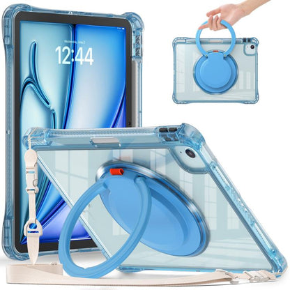 For iPad Air 11 2025 / 2024 / Pro 11 2022 Rotation Ring Handle TPU Hybrid Clear PC Tablet Case(Light Blue) - iPad Air 11 2025 / 2024 Cases by buy2fix | Online Shopping UK | buy2fix