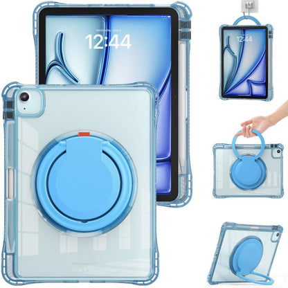 For iPad Air 11 2025 / 2024 / Pro 11 2022 Rotation Ring Handle TPU Hybrid Clear PC Tablet Case(Light Blue) - iPad Air 11 2025 / 2024 Cases by buy2fix | Online Shopping UK | buy2fix
