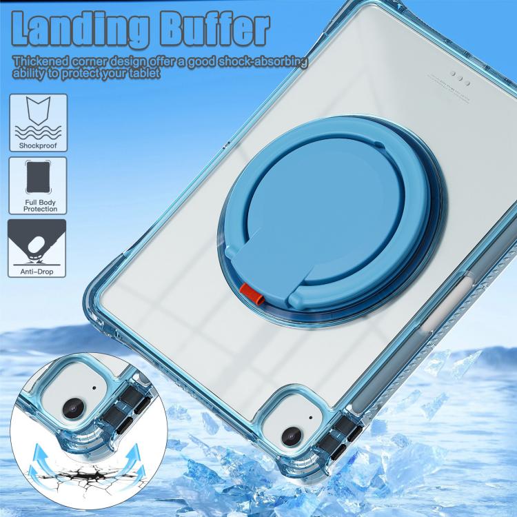 For iPad Air 11 2025 / 2024 / Pro 11 2022 Rotation Ring Handle TPU Hybrid Clear PC Tablet Case(Light Blue) - iPad Air 11 2025 / 2024 Cases by buy2fix | Online Shopping UK | buy2fix