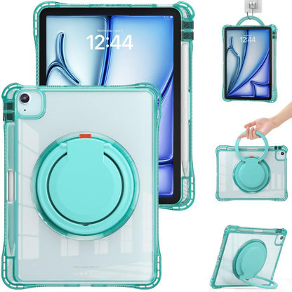 For iPad Air 11 2025 / 2024 / Pro 11 2022 Rotation Ring Handle TPU Hybrid Clear PC Tablet Case(Light Green) - iPad Air 11 2025 / 2024 Cases by buy2fix | Online Shopping UK | buy2fix