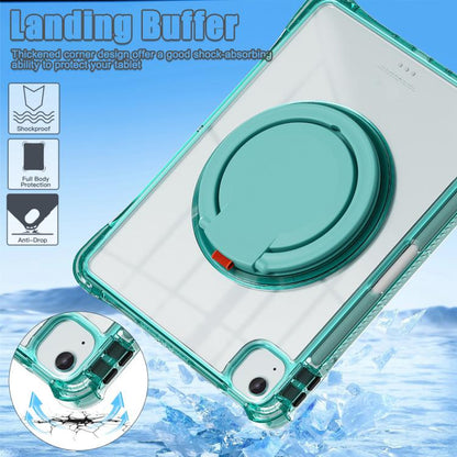 For iPad Air 11 2025 / 2024 / Pro 11 2022 Rotation Ring Handle TPU Hybrid Clear PC Tablet Case(Light Green) - iPad Air 11 2025 / 2024 Cases by buy2fix | Online Shopping UK | buy2fix