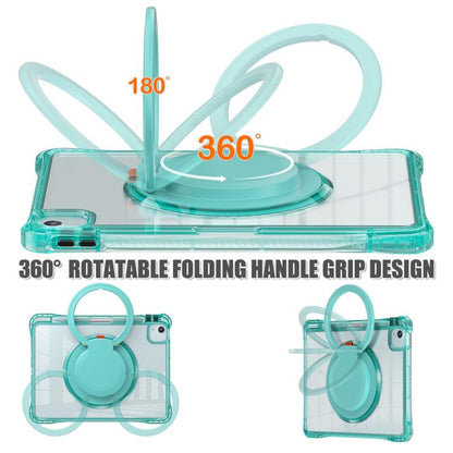 For iPad Air 11 2025 / 2024 / Pro 11 2022 Rotation Ring Handle TPU Hybrid Clear PC Tablet Case(Light Green) - iPad Air 11 2025 / 2024 Cases by buy2fix | Online Shopping UK | buy2fix