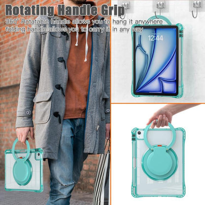 For iPad Air 11 2025 / 2024 / Pro 11 2022 Rotation Ring Handle TPU Hybrid Clear PC Tablet Case(Light Green) - iPad Air 11 2025 / 2024 Cases by buy2fix | Online Shopping UK | buy2fix
