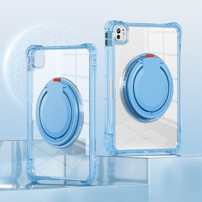 For iPad Pro 11 2024 Rotation Ring Handle TPU Hybrid Clear PC Tablet Case(Light Blue) - iPad Pro 11 2024 Cases by buy2fix | Online Shopping UK | buy2fix