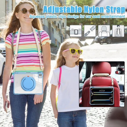 For iPad Pro 11 2024 Rotation Ring Handle TPU Hybrid Clear PC Tablet Case(Light Blue) - iPad Pro 11 2024 Cases by buy2fix | Online Shopping UK | buy2fix