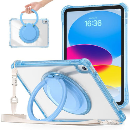 For iPad 2025 / 2022 Rotation Ring Handle TPU Hybrid Clear PC Tablet Case(Light Blue) - iPad 2025 / 2022 Cases by buy2fix | Online Shopping UK | buy2fix