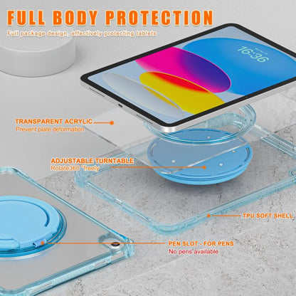 For iPad 2025 / 2022 Rotation Ring Handle TPU Hybrid Clear PC Tablet Case(Light Blue) - iPad 2025 / 2022 Cases by buy2fix | Online Shopping UK | buy2fix