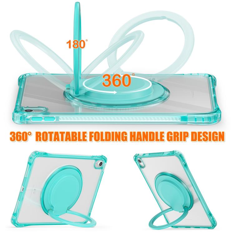 For iPad 2025 / 2022 Rotation Ring Handle TPU Hybrid Clear PC Tablet Case(Light Green) - iPad 2025 / 2022 Cases by buy2fix | Online Shopping UK | buy2fix