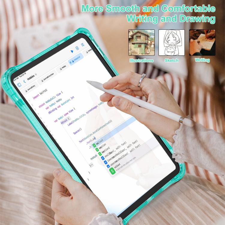 For iPad 2025 / 2022 Rotation Ring Handle TPU Hybrid Clear PC Tablet Case(Light Green) - iPad 2025 / 2022 Cases by buy2fix | Online Shopping UK | buy2fix
