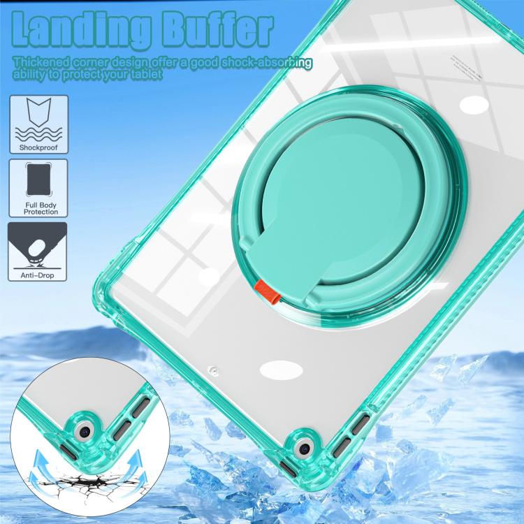 For iPad 10.2 2021 / 2020 / 2019 Rotation Ring Handle TPU Hybrid Clear PC Tablet Case(Light Green) - iPad 10.2 Cases by buy2fix | Online Shopping UK | buy2fix