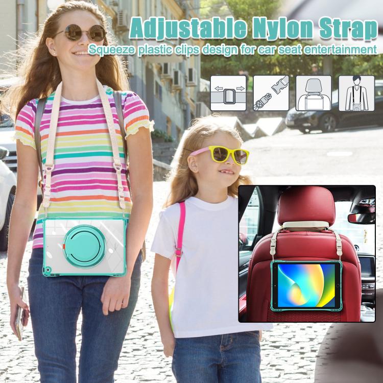 For iPad 10.2 2021 / 2020 / 2019 Rotation Ring Handle TPU Hybrid Clear PC Tablet Case(Light Green) - iPad 10.2 Cases by buy2fix | Online Shopping UK | buy2fix