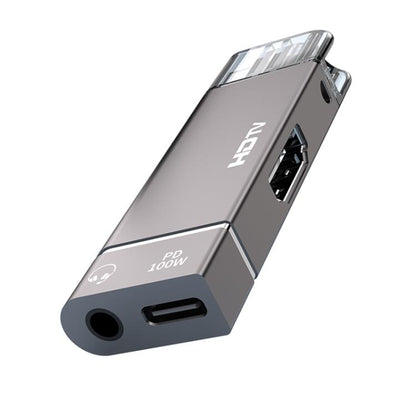USB-C / Type-C to HDTV, 3.5mm, PD 100W 3 in 1 Multi-function Converter Docking Station(Grey) - USB HUB by buy2fix | Online Shopping UK | buy2fix