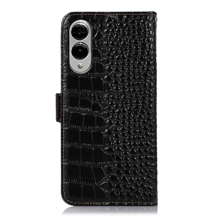 For Samsung Galaxy S25 Edge 5G Crocodile Top Layer Cowhide Leather Phone Case(Black) - Galaxy S25 Edge 5G Cases by buy2fix | Online Shopping UK | buy2fix