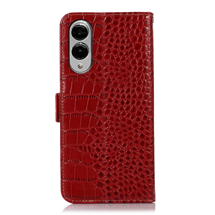 For Samsung Galaxy S25 Edge 5G Crocodile Top Layer Cowhide Leather Phone Case(Brown) - Galaxy S25 Edge 5G Cases by buy2fix | Online Shopping UK | buy2fix