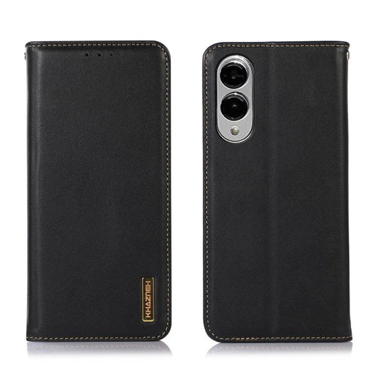 For Samsung Galaxy S25 Edge 5G KHAZNEH Nappa Top Layer Cowhide Leather Phone Case(Black) - Galaxy S25 Edge 5G Cases by buy2fix | Online Shopping UK | buy2fix