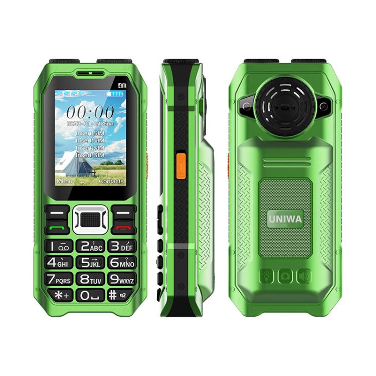 UNIWA M6000 Big Speaker Keypad Phone, 2.4 inch, Dual Flashlights, 21 Keys, SOS, FM, 4 SIM, GSM, Plug:EU Plug(Green) - UNIWA by UNIWA | Online Shopping UK | buy2fix