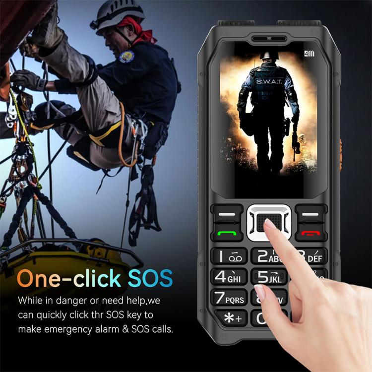 UNIWA M6000 Big Speaker Keypad Phone, 2.4 inch, Dual Flashlights, 21 Keys, SOS, FM, 4 SIM, GSM, Plug:EU Plug(Black) - UNIWA by UNIWA | Online Shopping UK | buy2fix